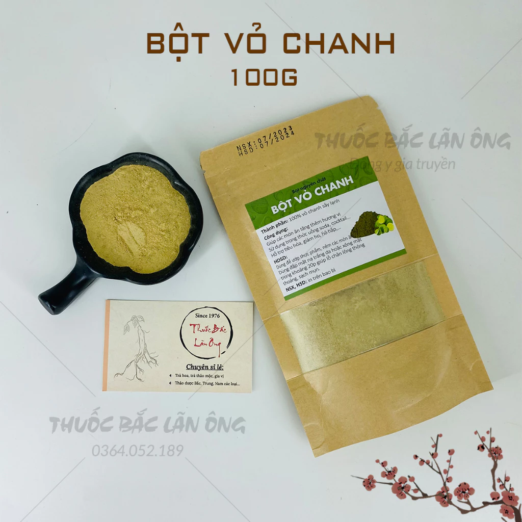 Bột vỏ chanh khô nguyên chất 100g (Kích thích hệ tiêu hóa, kháng khuẩn)