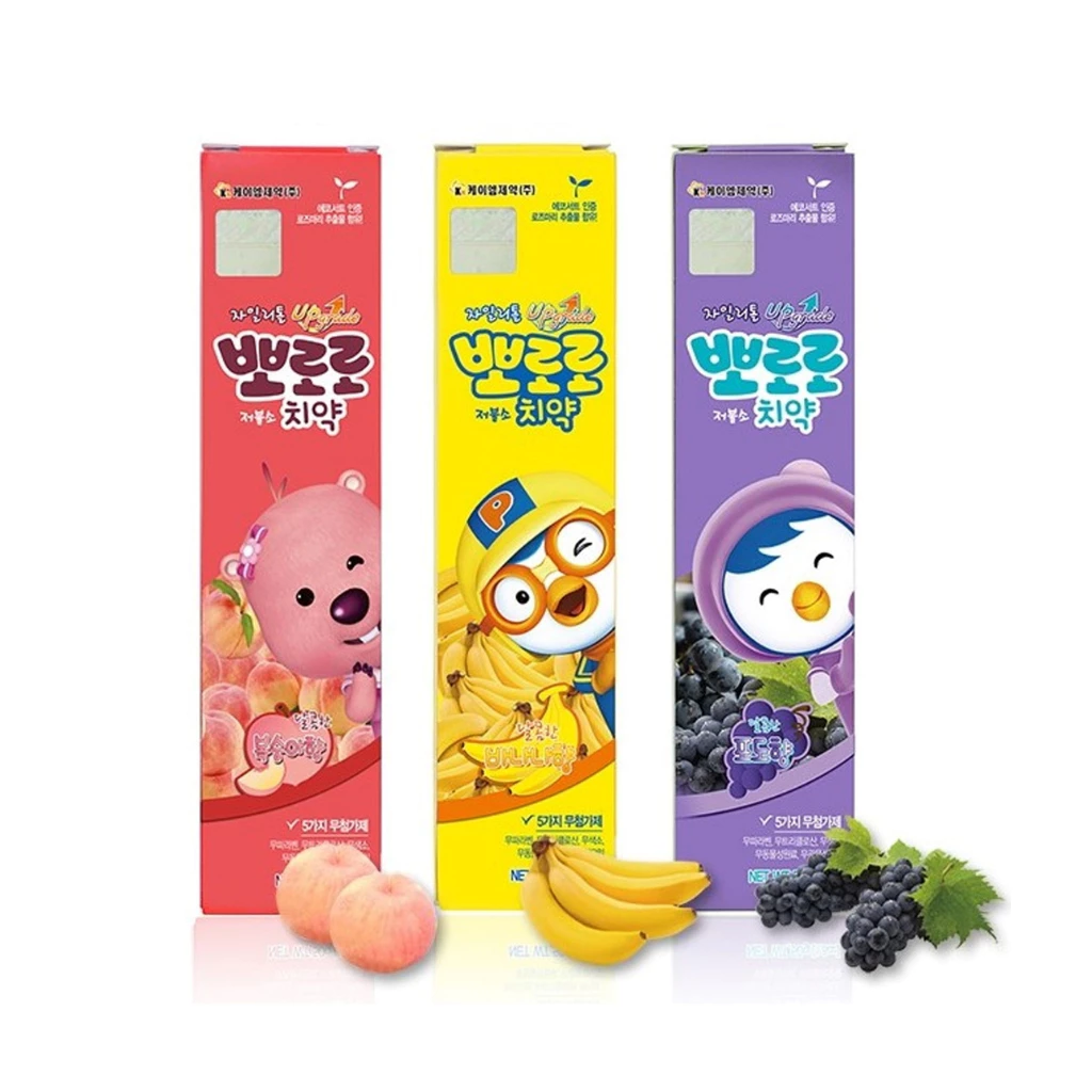 Kem Đánh Răng Cho Bé Pororo 50g Toothpaste Hàn Quốc Vị Chuối, Đào, Nho Cho Bé