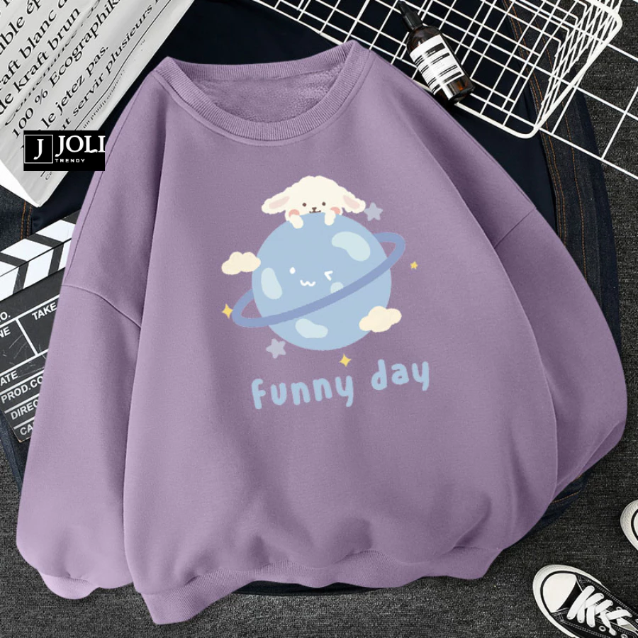 Áo Sweater Funny Day Nam Nữ By JOLI Unisex Chất Nỉ Lót Bông Mũ 2 Lớp Form Rộng