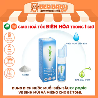 Dung Dịch Nước Muối Biển Sâu Dr.Papie Vệ Sinh Mũi Miệng Cho Bé 70ml