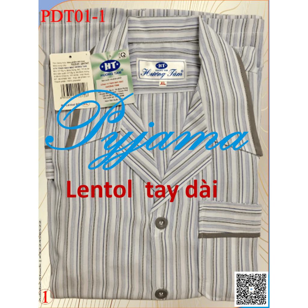 Bộ Pyjama HUONGTAM Lentol tay dài  nam cao cấp(PDT01). Chất liệu vải Lentol loại tốt:  mềm mại, thoáng mát, không phai m