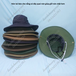 Mũ tai bèo chống nắng, nón mùa hè xanh, mũ che nắng, mũ lính vành rộng 9cm chất liệu vải cotton