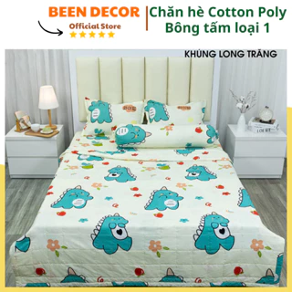 [GIá Cực Sốc] Bộ Chăn Hè ga Gối Set 5 Món-Vải Cotton Poly [Mẫu Mới] Mẫu Khủng Long Trắng