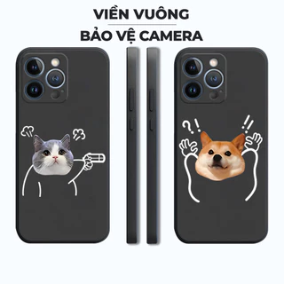 Ốp lưng Iphone 11/12/13/14/pro/max/plus/promax silicon mềm bảo vệ camera hình cặp đôi dễ thương, mèo chó hoạt hình