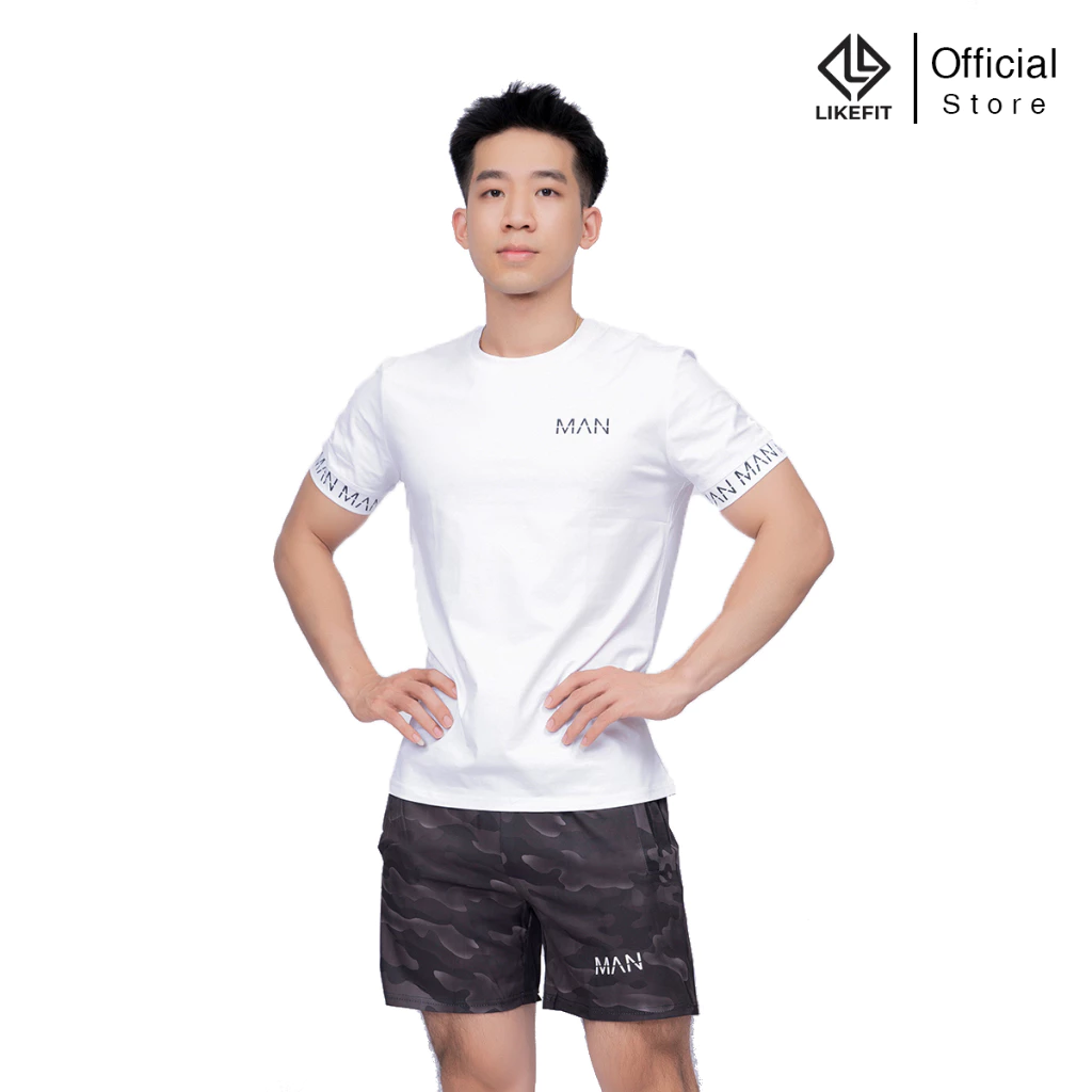 Áo tập gym nam LIKEFIT tay ngắn cổ tròn form ôm fit vải cotton co dãn 4 chiều MAN