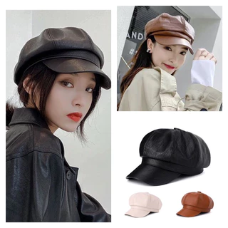 Mũ da beret lưỡi trai phong cách vintage cực xinh