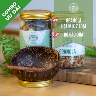 Combo 1 hũ Granola không đường 500g và 1 hũ Hạt dinh dưỡng 500g tặng 1 bộ Gáo dừa thìa gỗ Tây Nguyên Food – Việt Nam