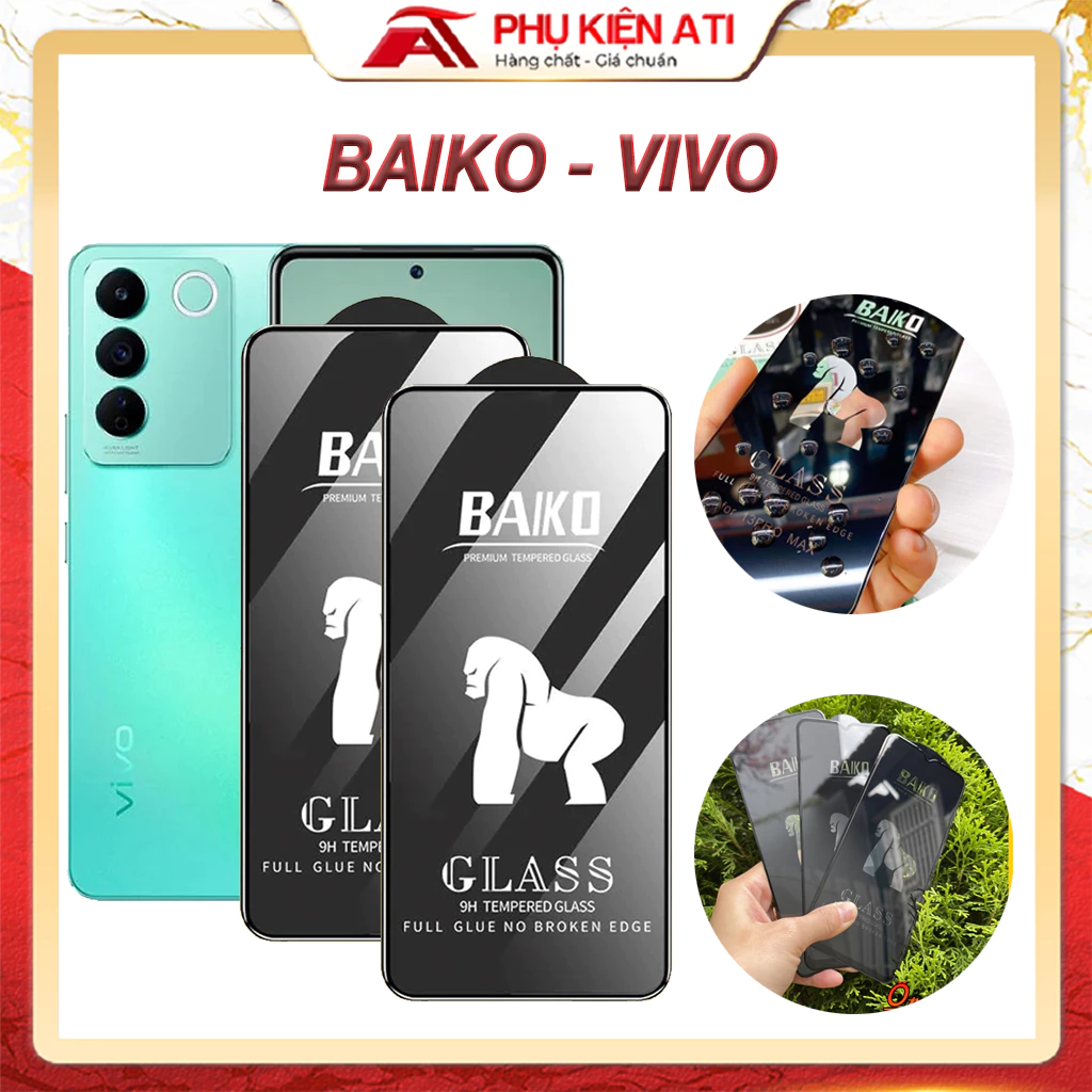 Kính cường lực Vivo V20 V20SE v23 v21 u10 y33s y21 y12s y20 y51 y53s y16 y1 y72 5g y11 v15 y50 y19 y91 y1s v27e [Baiko]