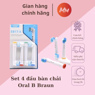 Set Bộ 4 đầu bàn chải đánh răng điện cho máy Oral B Braun bàn chải lông mềm