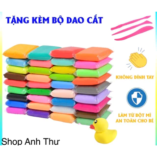 Đất sét tự khô an toàn cho bé không dính tay, dùng để tạo hình và lưu giữ, tặng kèm bộ dao cắt