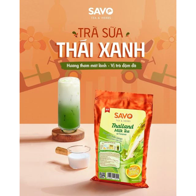 Trà Thái Xanh Hòa Tan SAVO (túi 600g)