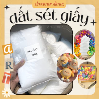 100G ĐẤT SÉT GIẤY TỰ KHÔ | ĐẤT SÉT NHẸ TRẮNG KHÔNG DÍNH |nặn tượng, mô hình chibi, mô hình bánh, nguyên liệu slime, clay