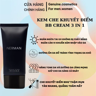 Kem Che Khuyết Điểm, Chống Nắng Nerman BB Cream Invisible 3 Trong 1, Dưỡng Ẩm, Toneup Dành Cho Nam Giới