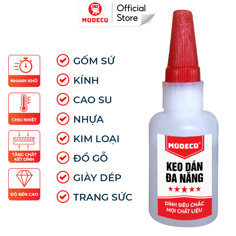 Keo Dán Đa Năng Siêu Dính Mọi Chất Liệu Cực Mạnh - Dán Gỗ Thuỷ Tinh Kim Loại Sắt Gốm Sứ Nhựa Vải - Mẫu Mới 2022 - Modeco