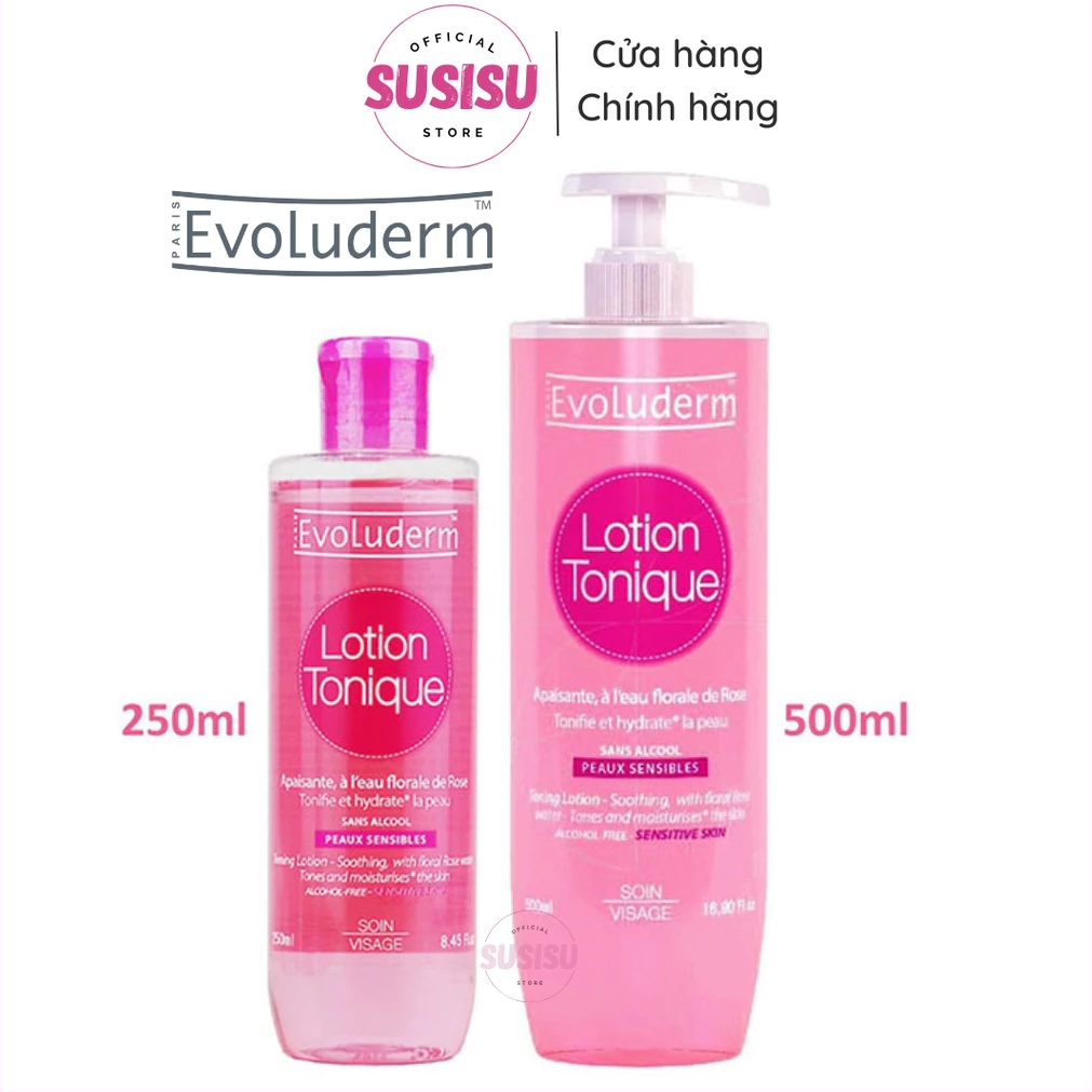 Nước Hoa Hồng Evoluderm Lotion Tonique Toning Lotion Sensitive Skin 250ml/500ml Toner