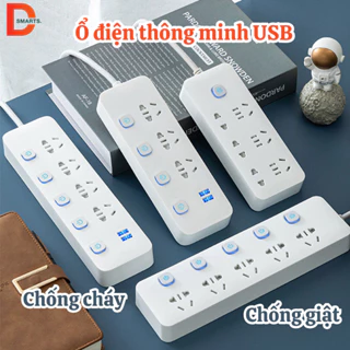 Ổ cắm điện đa năng thông minh dây dài 1,8-2,8m có cổng USB tiện lợi an toàn chống giật chống cháy nổ.