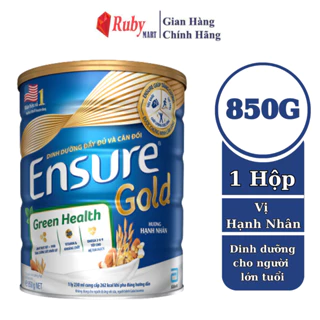 [Date T5/25] Sữa bột Ensure Gold Green Health Đạm thực vật hương Hạnh nhân 850g