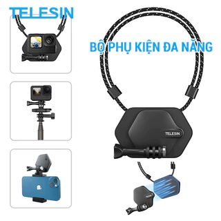 Bộ Phụ Kiện Đang Năng GoPro Nhiều Tính Năng Dùng Làm Vòng Đeo Cổ, Đế Hít Nam Châm Đeo Ngực GoPro Telesin