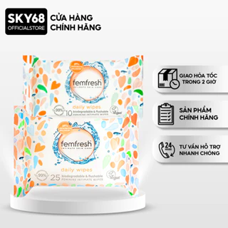 Khăn ướt vệ sinh vùng kín cao cấp hằng ngày Femfresh Intimate Skincare Daily Wipes 10 tờ/25 tờ - CAM