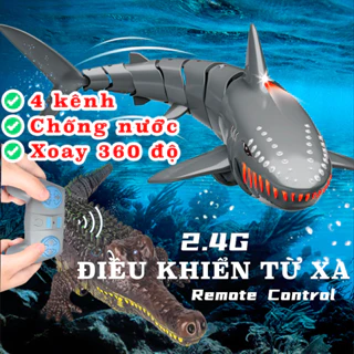Cá mập điều khiển từ xa bơi dưới nước mô phỏng như thật, đồ chơi robot cá mập cho bé