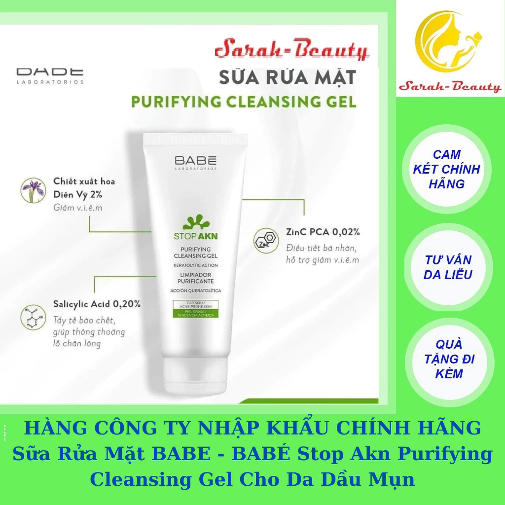 [HÀNG CÔNG TY] Sữa Rửa Mặt BABE - BABÉ Stop Akn Purifying Cleansing Gel Cho Da Dầu Mụn 100ml - 200ml