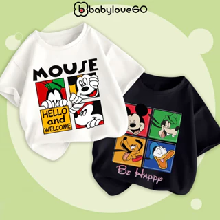 BST Áo Disney Áo bé trai BabyloveGO 2024 áo phông cho bé chất cotton mềm mịn thoáng mát in hình vui nhộn