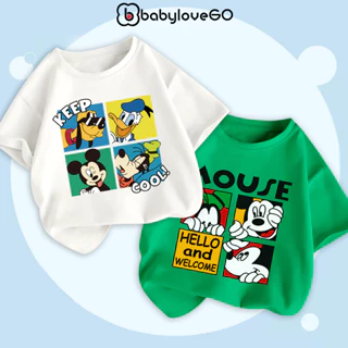 BST Áo Disney 2024 Áo thun bé trai BabyloveGO áo thun ngắn tay cho bé in hình độc đáo