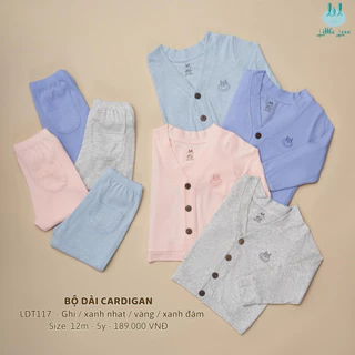 [Mã BMTTC60K giảm đến 60K đơn 50K] Set áo khoác Cardigan - quần dài chất len tăm, cúc gỗ cho bé LiL Little Love (LDT117)