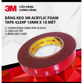 BĂNG KEO HAI MẶT SIÊU DÍNH 3M 4229P 10mm x 10m. HÀNG CHÍNH HÃNG 3M 100%