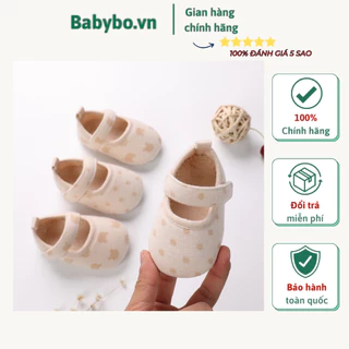 Giày tập đi đế mềm chống trơn trượt chất liệu vải sợi bông hữu cơ cho bé gái