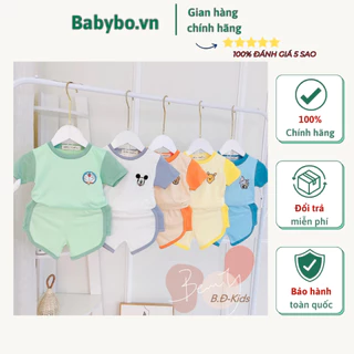 Bộ cộc tay MinkyMom chất liệu thun lạnh co dãn 4 chiều thêu hình đáng yêu cho bé từ 6-17kg