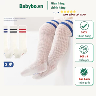 Tất boot cao cổ, tất lưới đùi chất liệu cotton mềm mại thoáng khí hoạ tiết sọc ngang giữ ấm và chống muỗi mùa hè cho bé