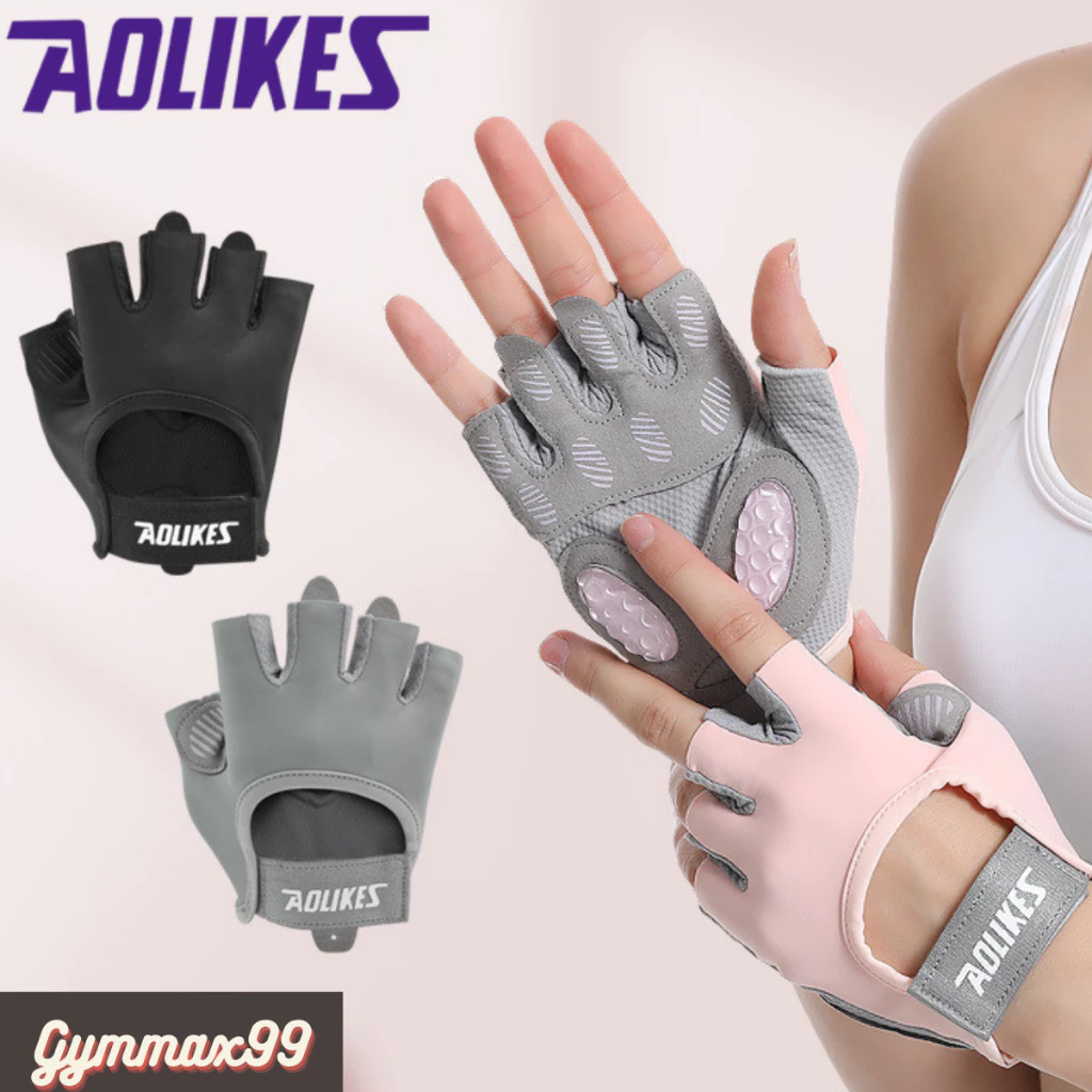 Găng tay tập gym, thể thao AOLIKES 121 - Vải da lộn bên trong có đệm cao su cao cấp