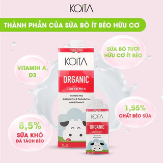 Sữa bò ít béo hữu cơ Koita 200ml (Hàng có sẵn)