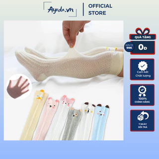 Tất boot, tất lưới đùi cao cổ hoạ tiết hình thú chất liệu cotton mềm mại thoáng khí chống muỗi cho bé từ 0-3 tuổi