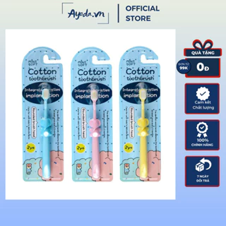 Bàn chải đánh răng sợi lông cotton siêu mềm thiết kế hình thú cho bé