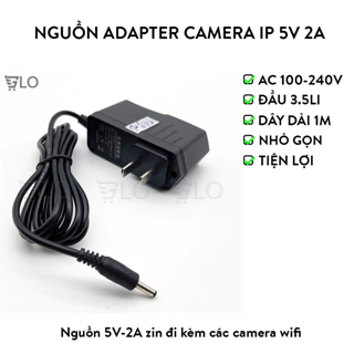 Nguồn (Adapter) 5V – 2A chân nhỏ 3.5 x 1.35mm - Sử dụng cho tivibox, thiết bị mạng, camera