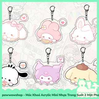 [Sẵn VN - Hỏa Tốc] Móc Khoá Nhựa Mini Trong Suốt Acrylic 2 Mặt Phong Cách Nhân Vật Hoạt Hình Sanrio Cute Face Đáng Yêu