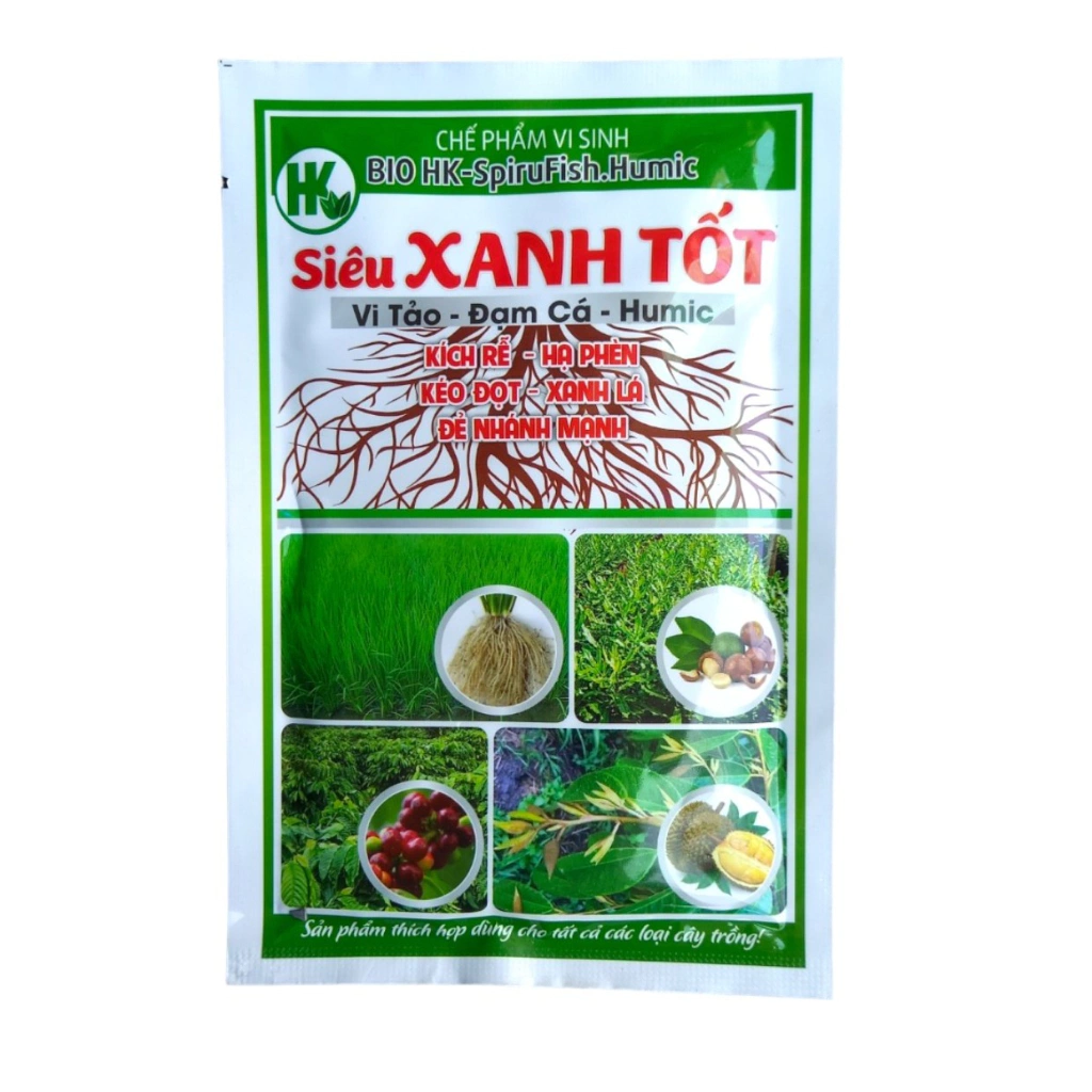 Đạm cá Humic Hoàng Kim-Siêu Xanh Tốt gói 50ml/ Kích rễ, kéo đọt, xanh lá ăng sức chống chịu đề kháng tăng năng suất