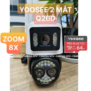 Camera ip Wifi YooSee PTZ Q26D 3 mắt phóng to Zoom - chuẩn FHD siêu nét góc rộng, ban đêm xem có màu