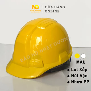 Nón bảo hộ lao động công trình Nhật Dương HPN04, Mũ bảo hộ khóa vặn lót xốp dùng cho công nhân kỹ thuật
