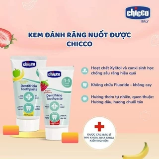 Kem đánh răng cho bé Chicco 6M+ trẻ em nuốt được 50ml