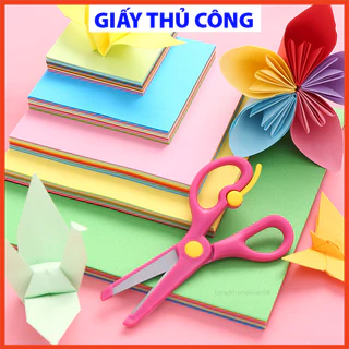 Tệp 100 tờ giấy thủ công gấp hạc hoa, gấp Origami,Tệp giấy ( 10 màu tổng 100 tờ) nhiều kích thước màu sắc khác nhau