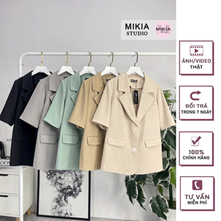 Áo blazer nữ tay ngắn[TẶNG 20K] áo blazer dáng dài, MIKIA STUDIO MK125 áo công sở nữ, dạo phố