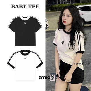 Áo Thun Baby Tee Form Fit Chữ B Chất Thun Co Dãn 2023 , Áo phông ôm body chất vải mềm mịn cao cấp hình thêu chất lượng