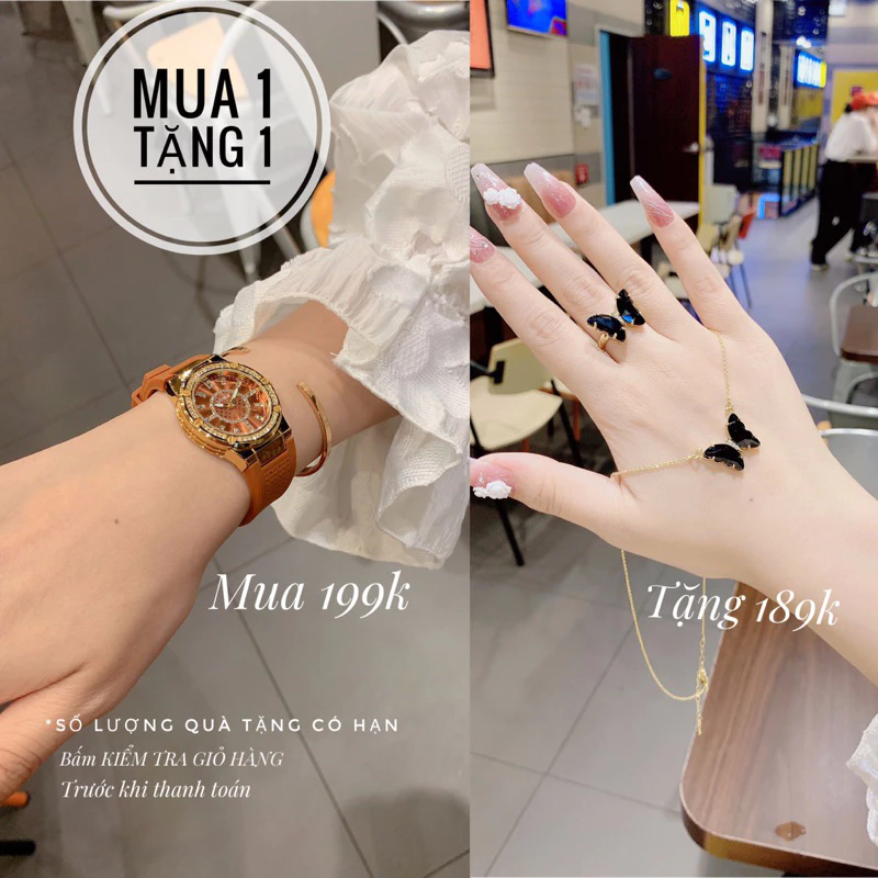 [Mua 1 Tặng 1] Mua 1 Đồng Hồ GS Cam Đất Tặng 1 Bộ Nhẫn Dây Chuyền Hồ Điệp