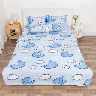 {59k Free ship}Bộ ga gối 3 món gồm Ga Trải Giường Bọc Đệm 1m 1m2 kèm 2 áo gối,chát chọn mẫu, cá voi