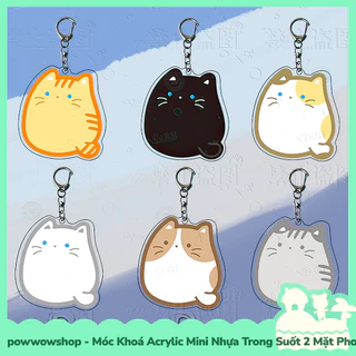 [Sẵn VN - Hỏa Tốc] Móc Khoá Nhựa Mini Trong Suốt Acrylic 2 Mặt Phong Cách Nhân Vật Hoạt Hình Chibi Cat Đáng Yêu Cute