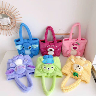 Túi đeo chéo vai hình Gấu dâu LOTSO, chất lông mịn hình ngộ nghĩnh cute mẫu mới 2023