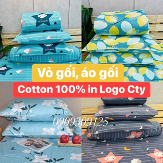 Vỏ gối nằm,vỏ gối ôm cotton100% , áo gối chuẩn LOGO CTY ( ảnh thật)